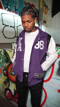 Image 2 of Purple “Worldwide” Varsity Jacket 