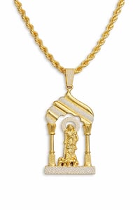 Image 3 of 8mm Thick Rope Chain 22” w/ St. Lazarus Pendant Gold Plated | Religious Pendant Chain |