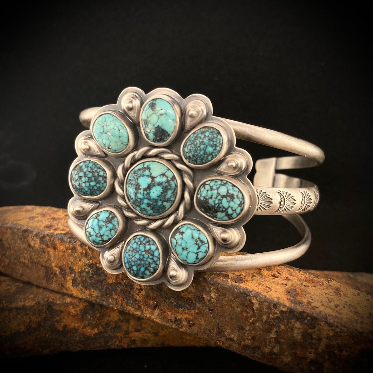 Kingman Turquoise Cluster Bracelet