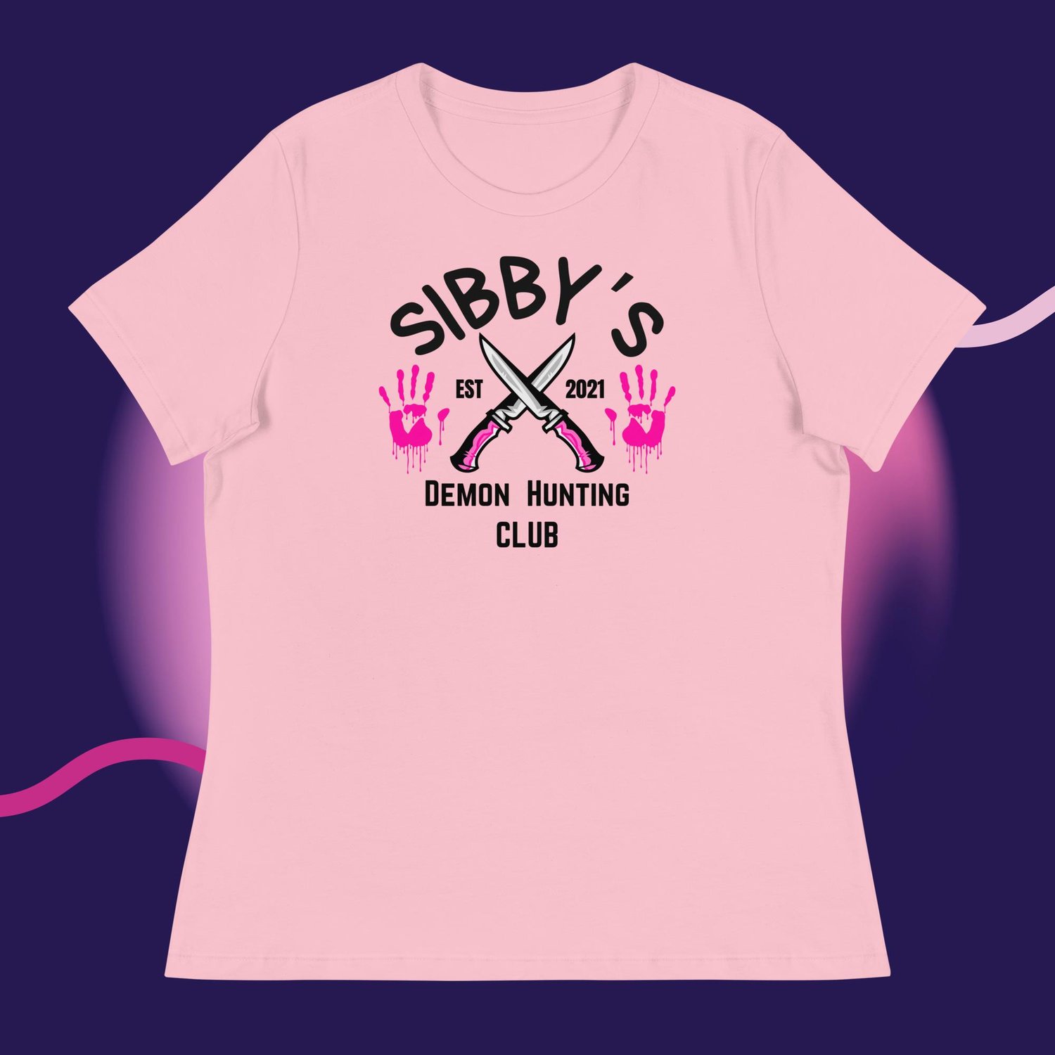 Image of Sibby's demon hunting club with bloody hands Women's Relaxed T-Shirt
