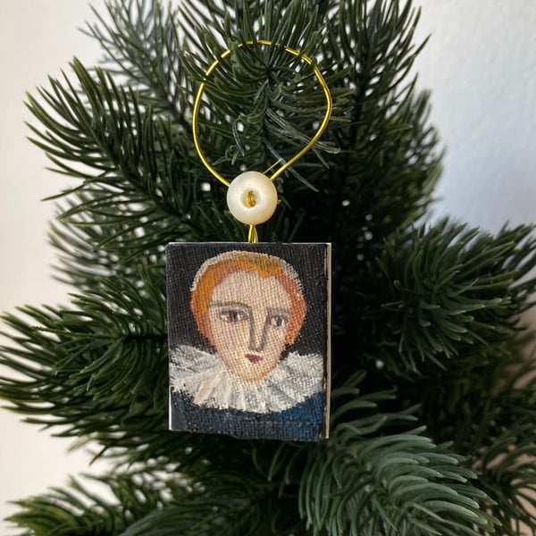 Image of  portrait of a Tudor-inspired woman - miniature painting 