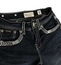 Image 3 of Sexy Couture Embroidered Cross Bootcut Jeans – Size 3 Pre-Owned