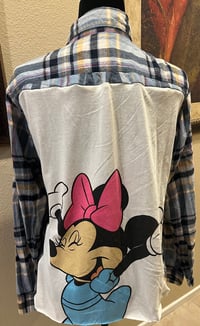 Vintage Blue/White/Pink Flannel Shirt Minnie Mouse