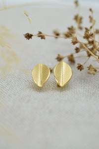 Image 1 of Medium Gold Vermeil Leaf Stud Earrings – Fold Collection