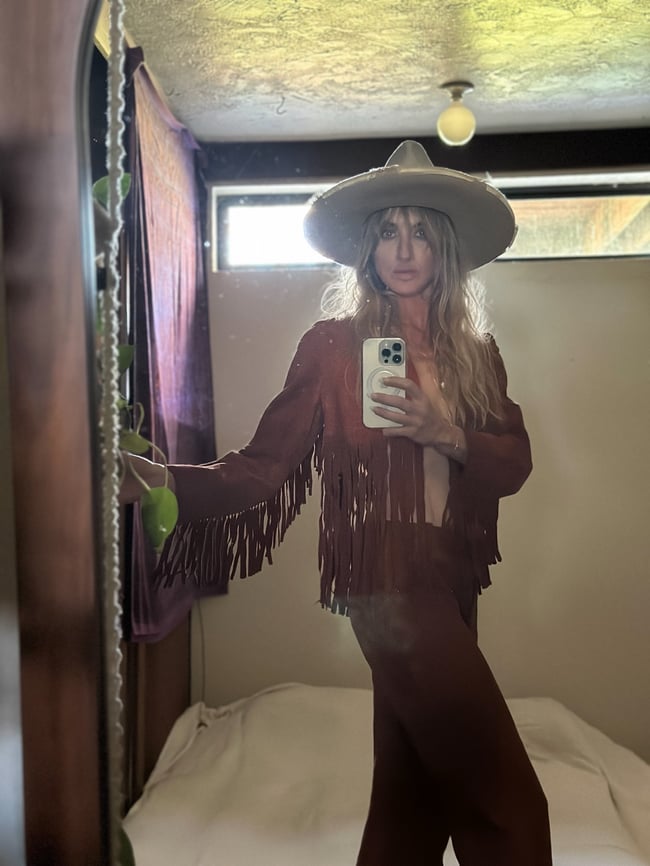 stellar late 1960s fringe suede trouser and bolero jacket set