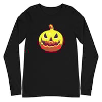 Image 9 of Long Sleeve Tee (Adult M/F) - Jack O Lantern Vintage Red-Yellow