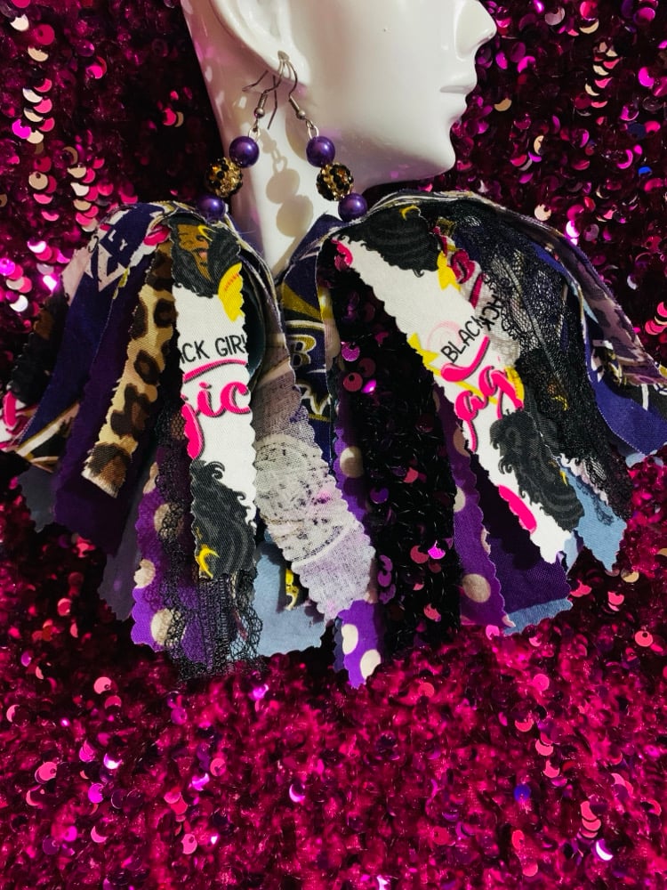 Image of Purple Raven Black Girl Magic Earrings