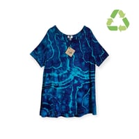 Image 1 of ♻️ UPCYCLED XL Jersey Knit Top in Purple Haze and Teal Geode Ice Dye