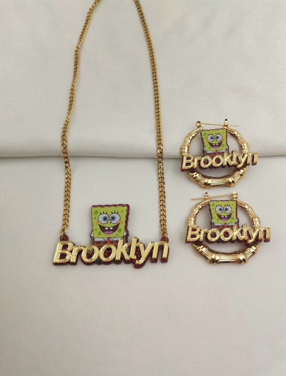 Image of  custom cartoon photo & name Jewelry sets please pick an option below