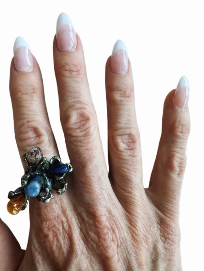 late 60s multi stone cosmic ring