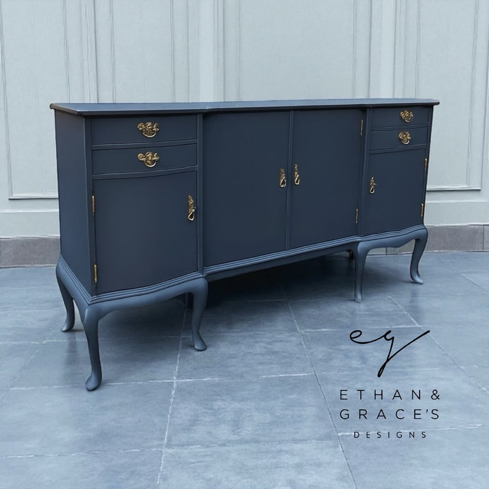 Image of Stunning black sideboard with Queen Anne legs 