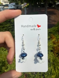 Image 3 of Sparkly blue mushroom character earrings 