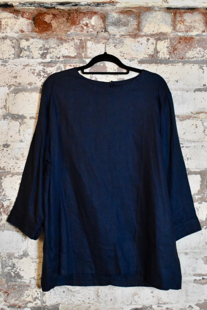 Image of Linen button back blouse