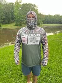Image 3 of UPF 50+ Longsleeve Fishing Shirt - Green Camo 