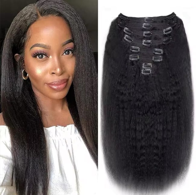 Kinky Straight Clip In Hair Extensions Real Human