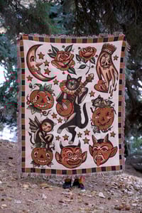 Image 1 of Vintage  Halloween woven blanket 