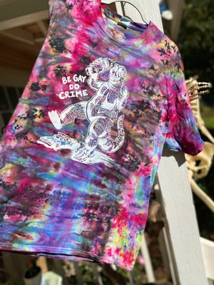 Image of XL Godzilla Be Gay Do Crime Tie Dye Shirt 2