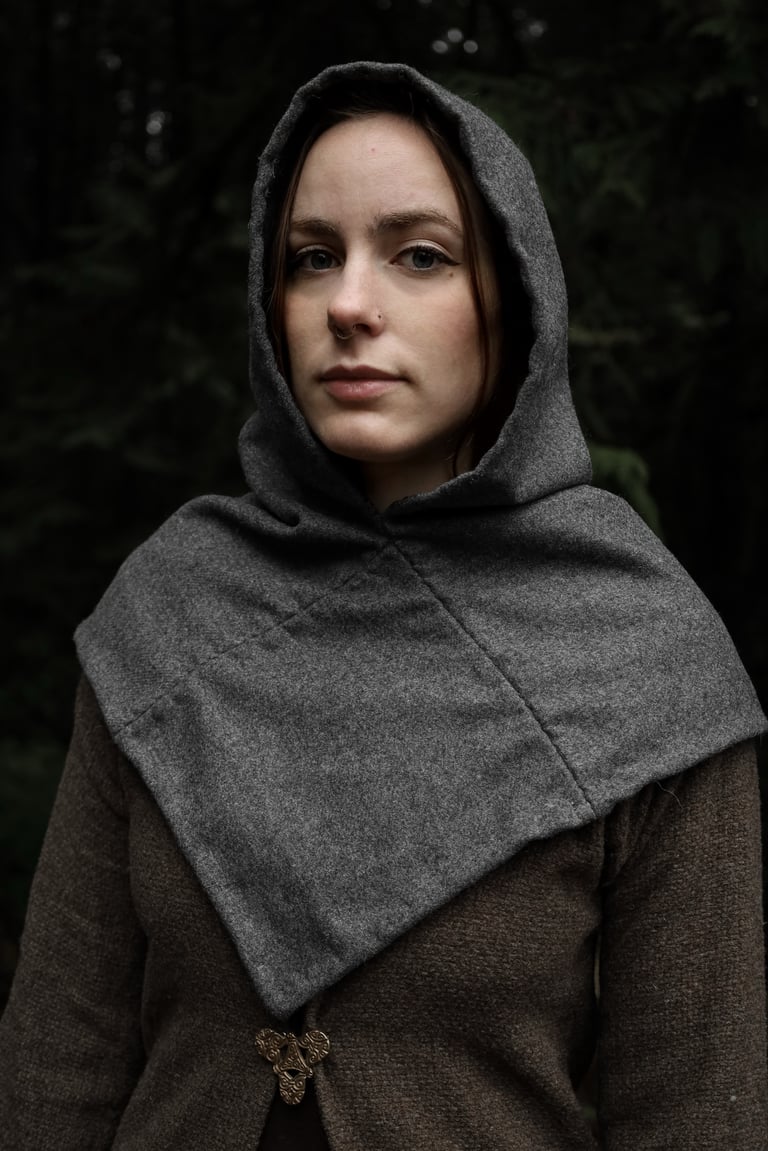Medieval Hood - Lightweight Grey Twill Image 3