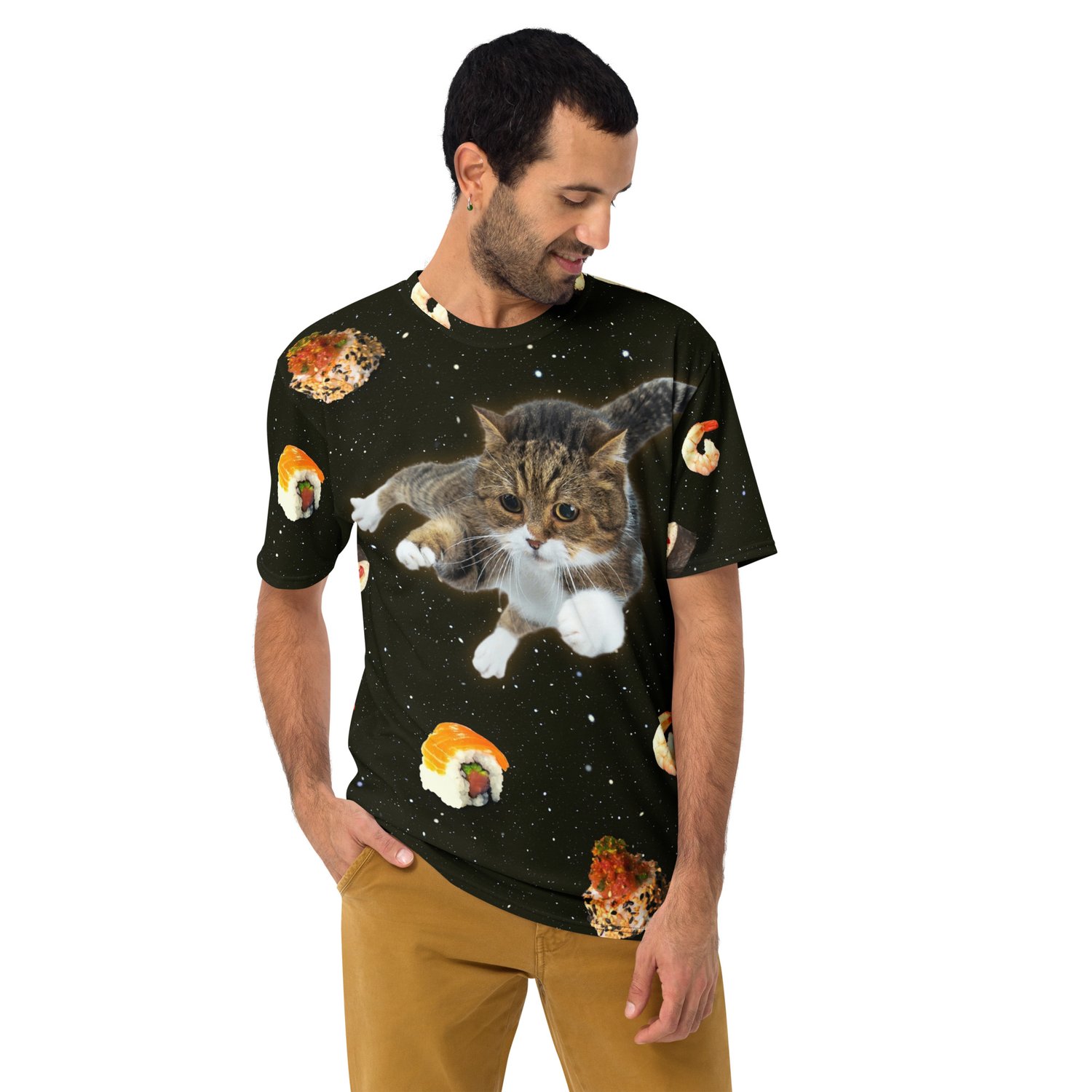 Image of Sushi Cat in Space  - All Over Print Men's/Unisex T-shirt 