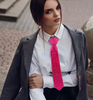 Image of Fuchsia Bling Studded Statement Tie Necklace