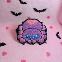 Image 2 of Fuzzy Purple Tarantula  - 3.5 Inch - Embroidered, Iron-On Patch