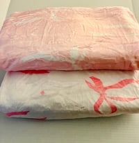 Image 1 of White and Pink Coquette Bow Throw Blanket 