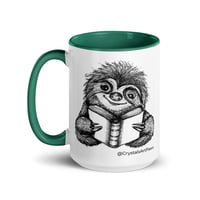 Image 14 of Book Reading Sloth Coffee Mug Line Art by CrystalsArtPaws