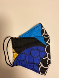 Image 1 of 3D Face Mask Blue Ankara African Print