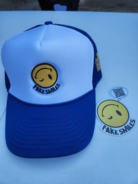 White and Royal blue trucker hat 