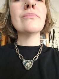 Image 7 of labradorite crystal heart with fox tooth chunky 