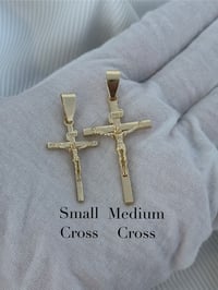 Image 3 of Cross necklace With 2.5mm 22” (Medium Cross) Rope chain, religious charm
