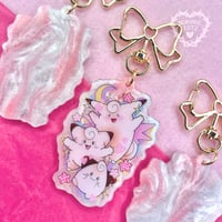Image 3 of Pink Shell Clefairy & Jigglypuff Family Keyring