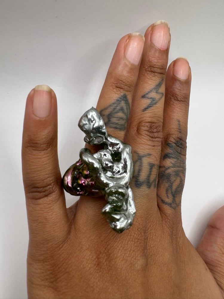 Image of silver two toned ring 