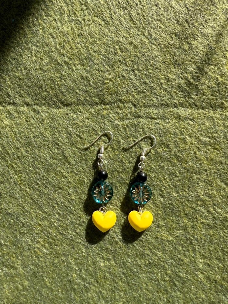 Image of Yellow heart earrings 