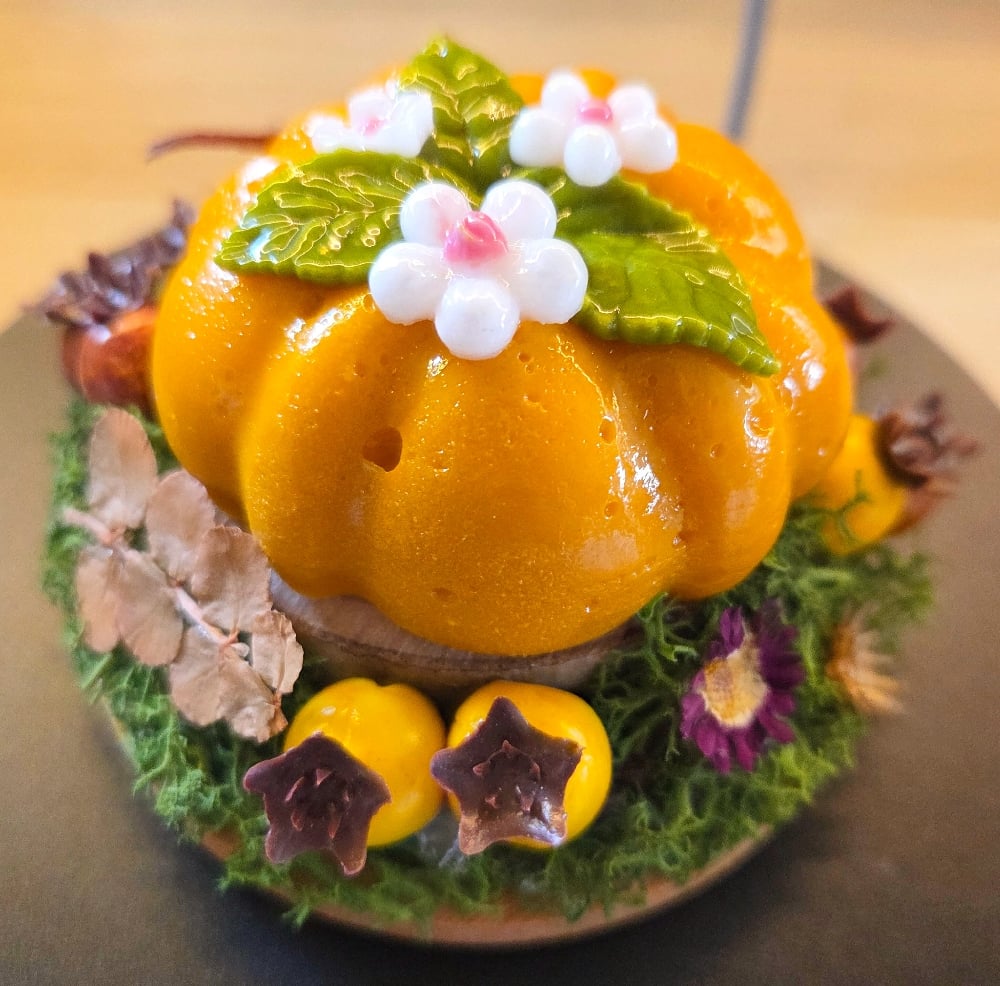 Image of Fused Glass and mixed media Autumn table decoration. 