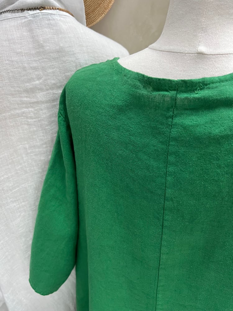 Image of Robe En Lin Gaïa I  Vert Malachite