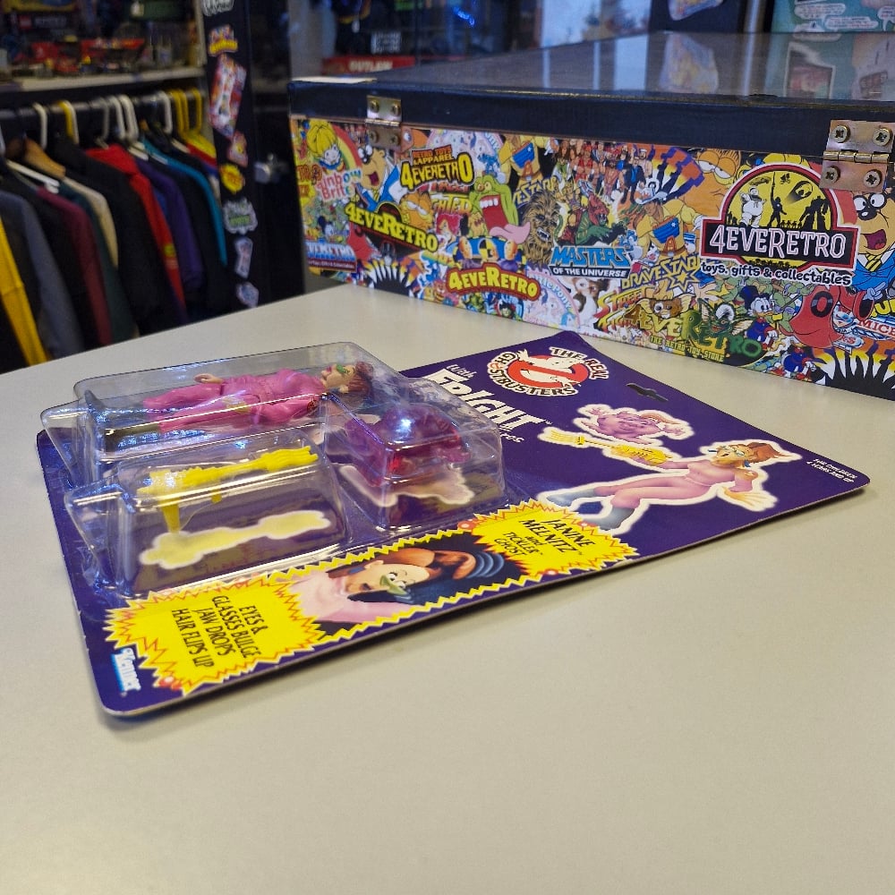 Image of Kenner The Real Ghostbusters Fright Features Janine Melnitz & Tickler Ghost Figure (Carded)