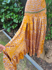 Image 2 of Zara Spilt Skirt- Sari fabric yellow and nude ish