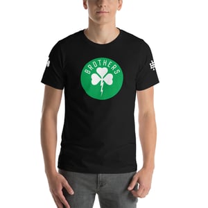 Image of Brothers Shamrock Lightning Bolt Circle Black T-Shirt