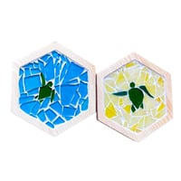 Image 1 of Clear Water And Sand Stained Glass Mosaic Coaster 