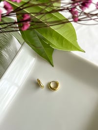 Image 3 of Small Gold Plated Drop Chunky Huggies  