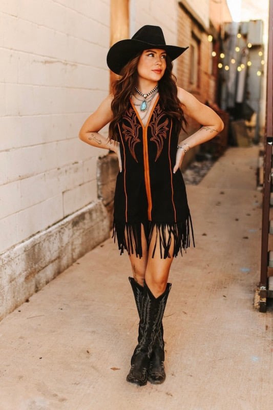 Image of Lucky & Blessed Desert Dusk Fringe Dress 