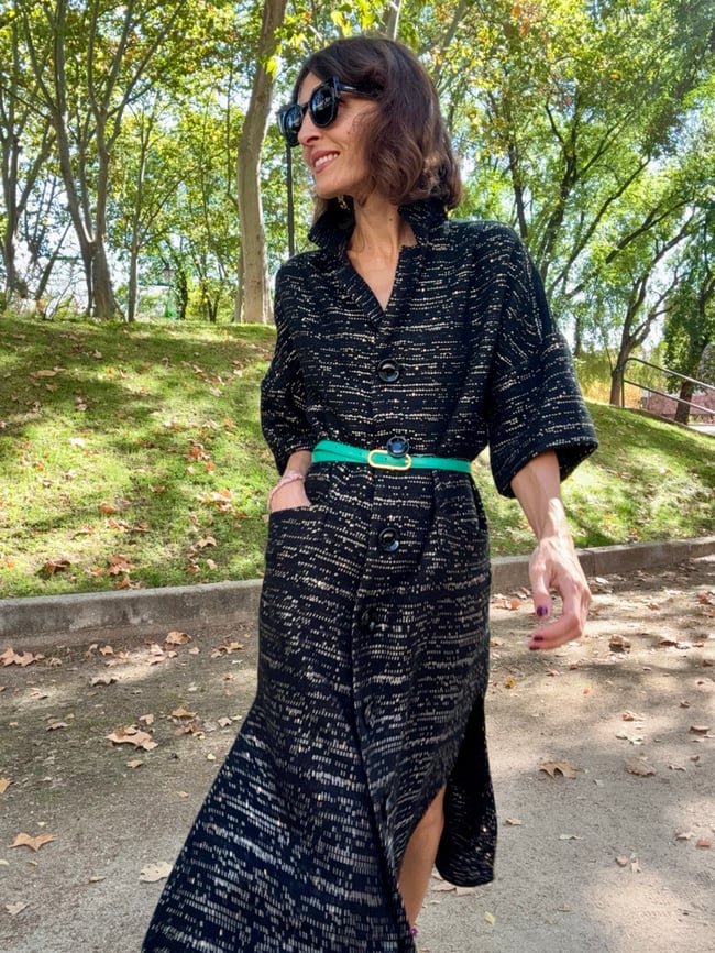 BLACK TWEED COAT KAFTAN