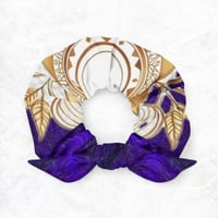 Image 1 of Golden Purple Pansy Hair Scrunchie