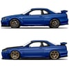 Stock vs Modified R34 GT-R Side Diecuts