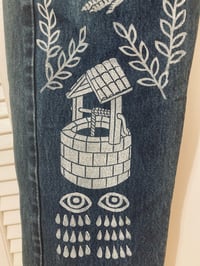 Image 3 of 'The Weeping Well' Custom Blockprinted Denim Jeans (36 Oneshot)