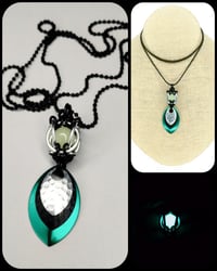 Image 1 of Teal Glow-in-the-Dark Mermaid Lantern Pendant