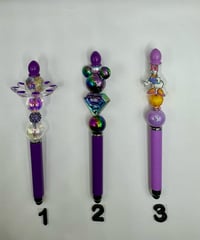 Image 1 of Purple Beaded Dual Touchscreen/Ball Point Pens