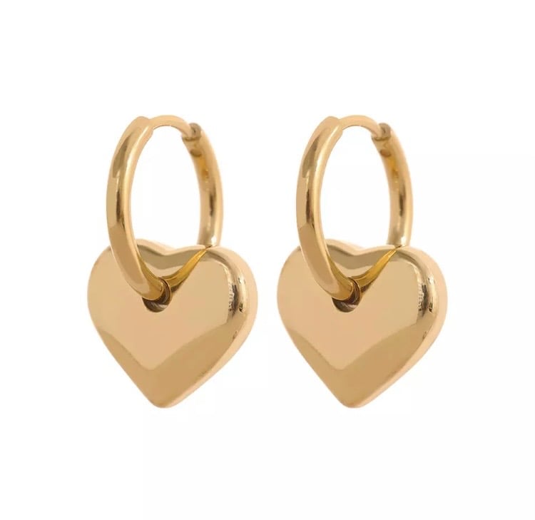 Image of Chunky Heart Huggy Hoops