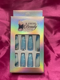 Image 1 of Nails - Long (Sky Blue Bling)